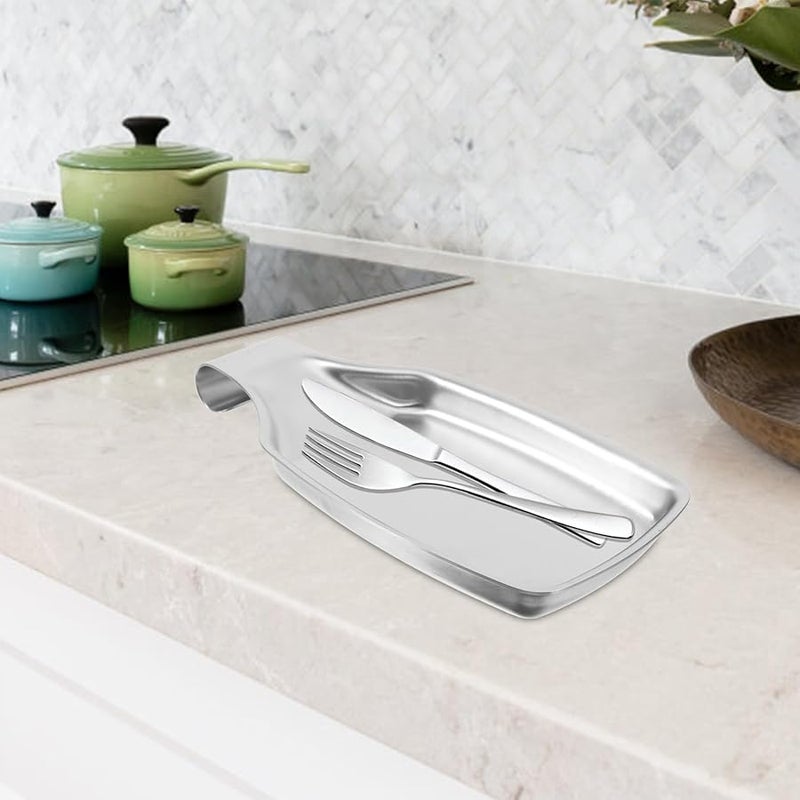 Stainless Steel Spoon Rest Utensil Holder Kitchen Countertop Stove Top Accessory - Image 4